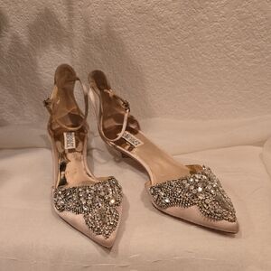 Badgley Mischka Pink Embellished Kitten Heels